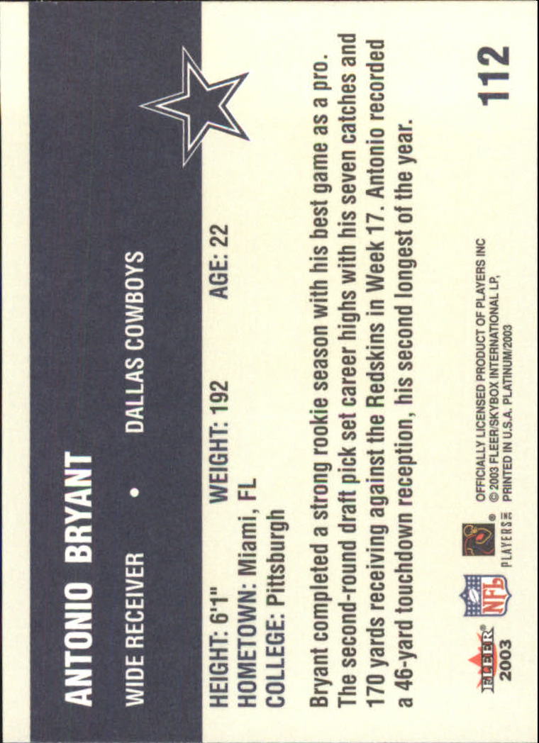 2003 Fleer Platinum #112 Antonio Bryant