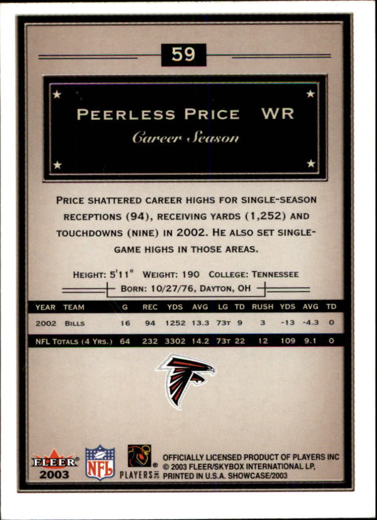 2003 Fleer Showcase #59 Peerless Price back image