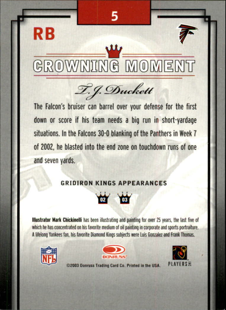 2003 Gridiron Kings Bronze #5 T.J. Duckett back image
