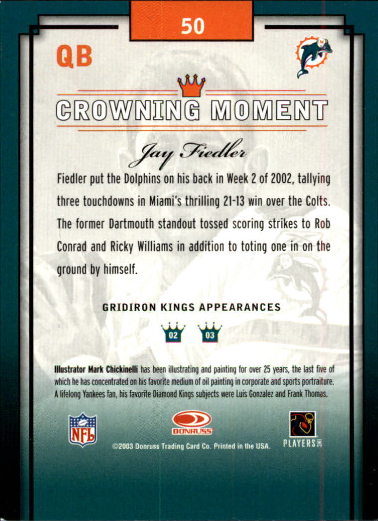 2003 Gridiron Kings Bronze #50 Jay Fiedler back image