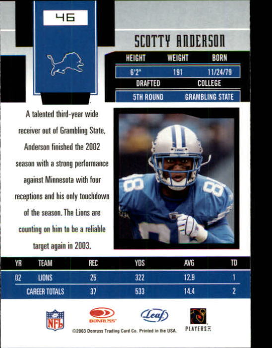 2003 Leaf Certified Materials #46 Scotty Anderson back image