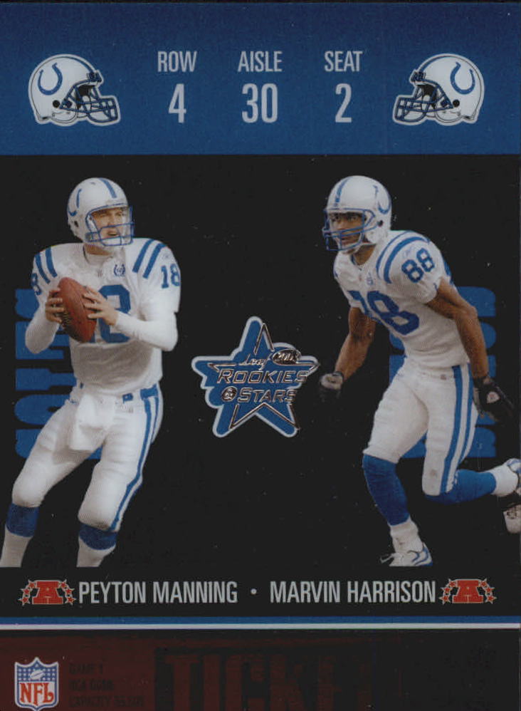 2003 Leaf Rookies and Stars Ticket Masters #TM16 Peyton Manning/Marvin Harrison
