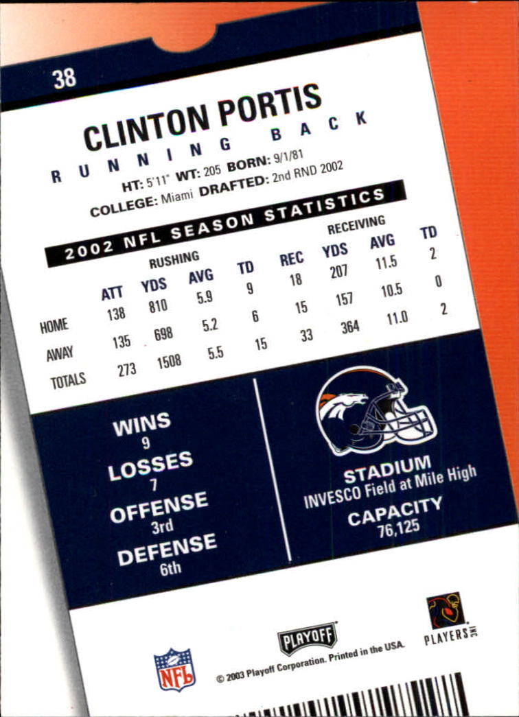 2003 Playoff Contenders #38 Clinton Portis back image