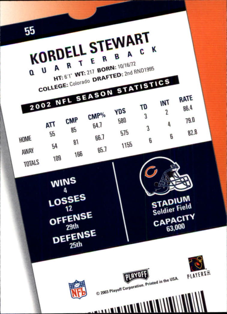 2003 Playoff Contenders #55 Kordell Stewart back image