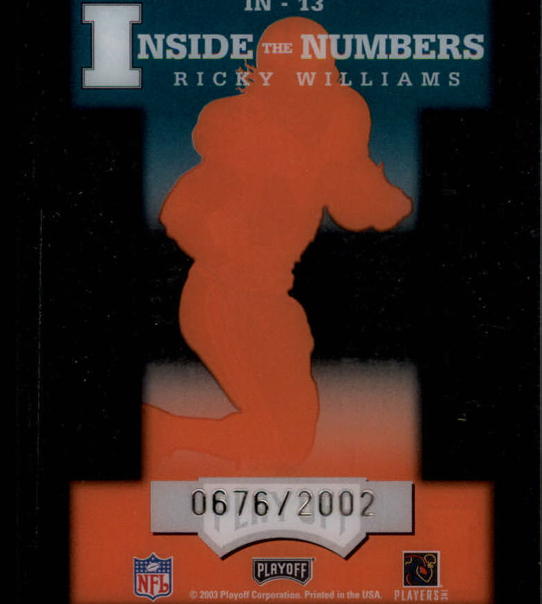 2003 Playoff Prestige Inside the Numbers #IN13 Ricky Williams back image