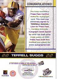 2003 Press Pass Autographs Bronze #53 Terrell Suggs back image
