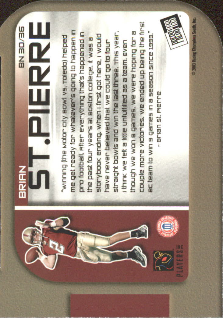 2003 Press Pass Big Numbers #BN30 Brian St.Pierre back image