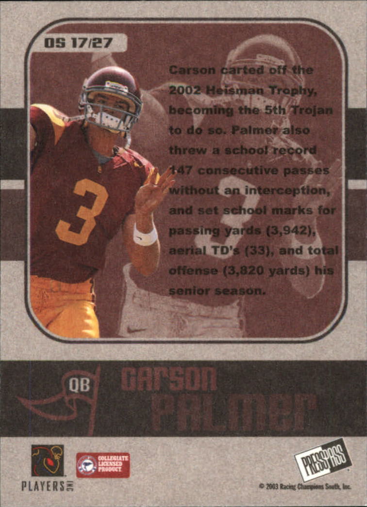 2003 Press Pass JE Football "Insert" Cards - Picture 31 of 55