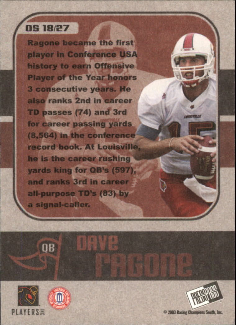 2003 Press Pass JE Football "Insert" Cards - Picture 33 of 55