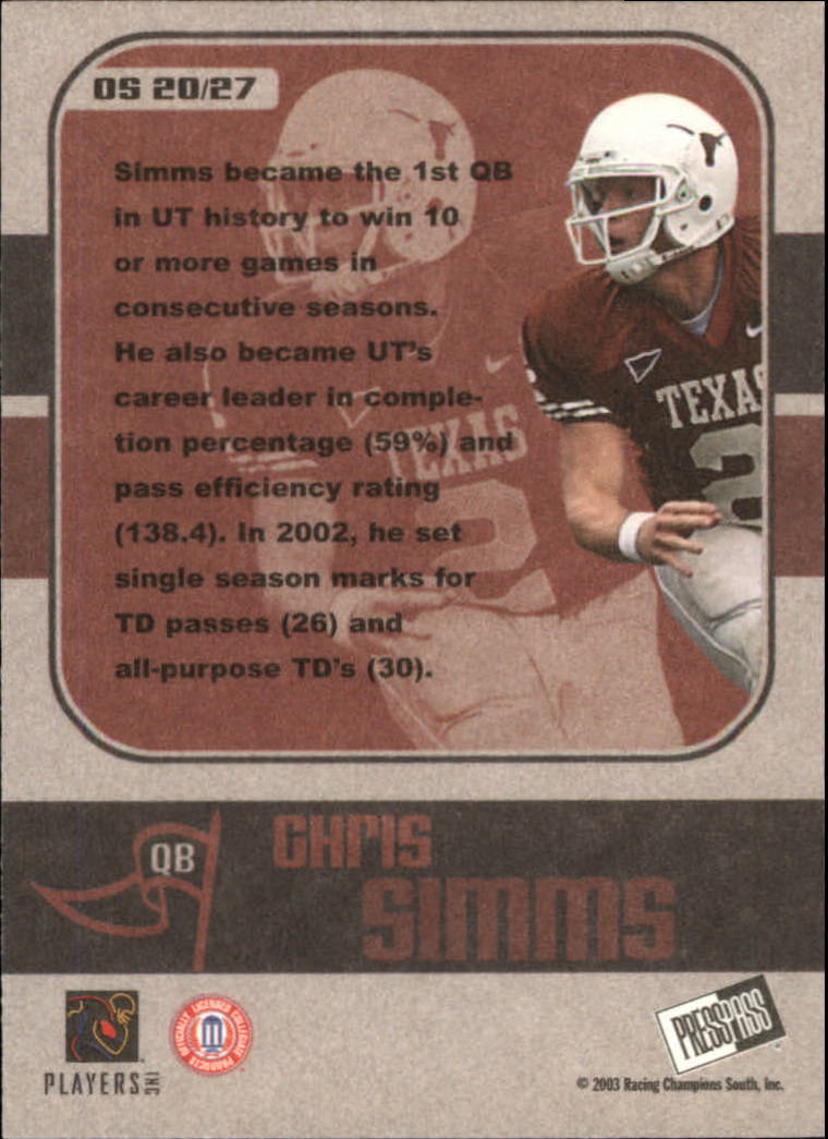 2003 Press Pass JE Football "Insert" Cards - Picture 37 of 55