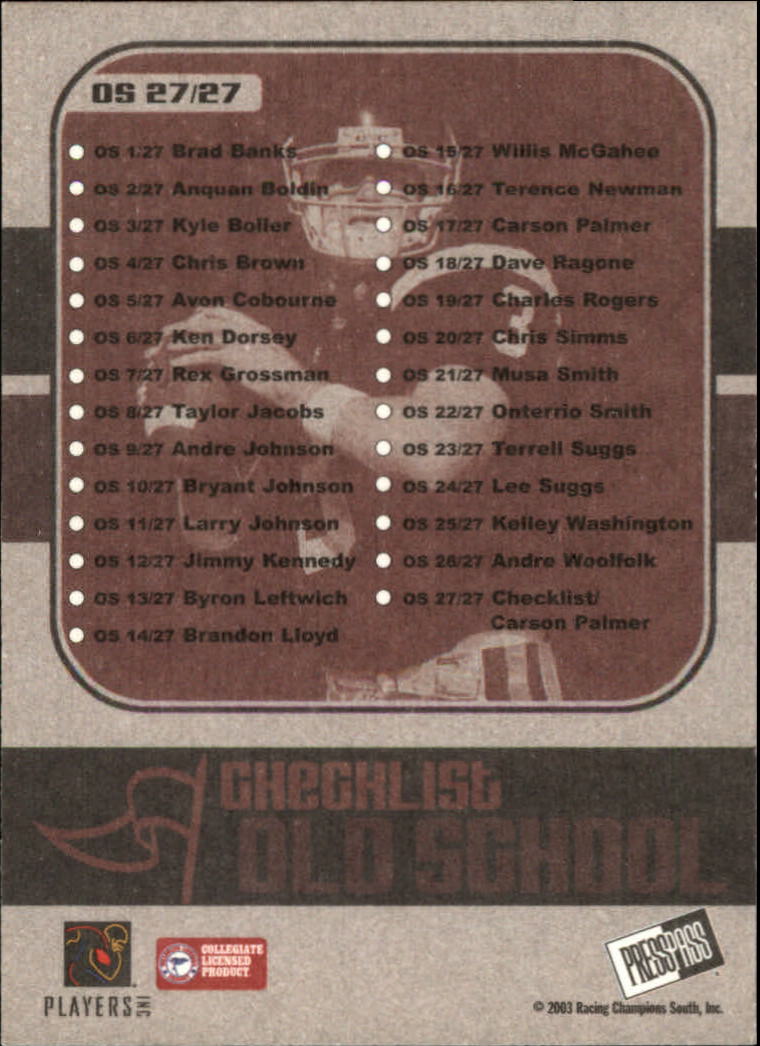 2003 Press Pass JE Football "Insert" Cards - Picture 51 of 55