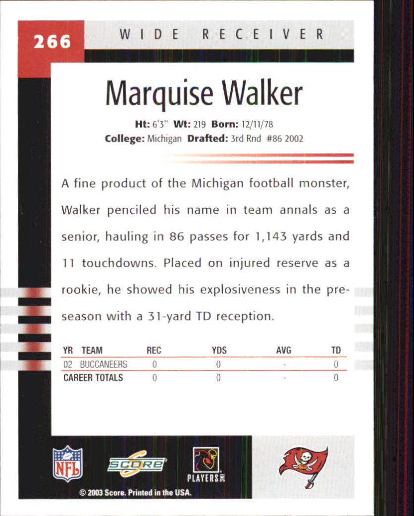 2003 Score #266 Marquise Walker back image