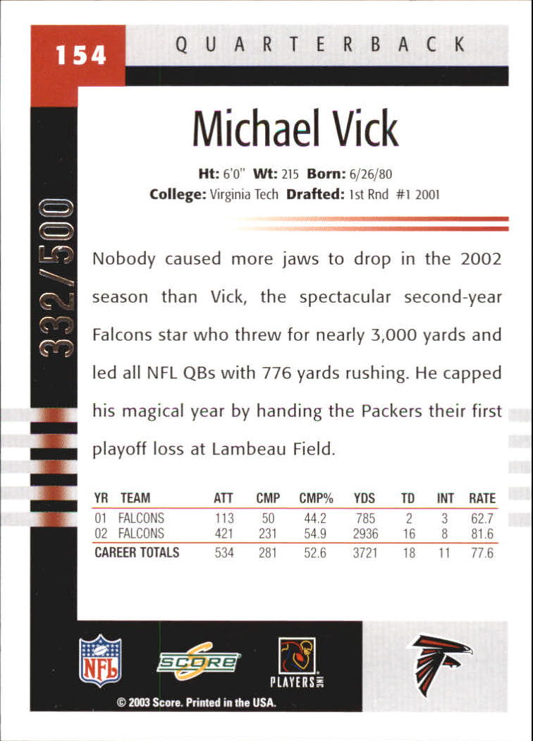 MICHAEL MIKE VICK 2003 Topps DPP #56 Falcons EAGLES Virginia Tech Hokies QB