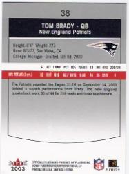 2003 SkyBox LE #38 Tom Brady back image