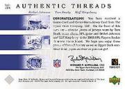 2003 SP Authentic Threads Triples #JBK Bethel Johnson/Tom Brady/Kliff Kingsbury back image