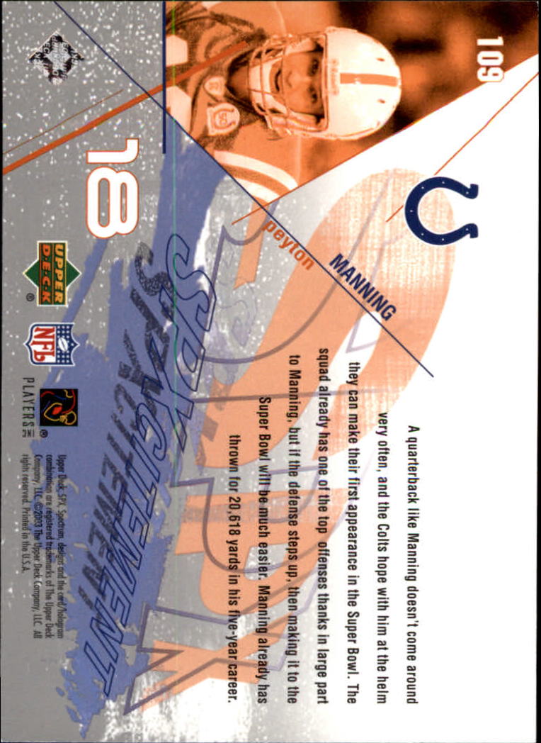 2003 SPx #109 Peyton Manning XCT back image