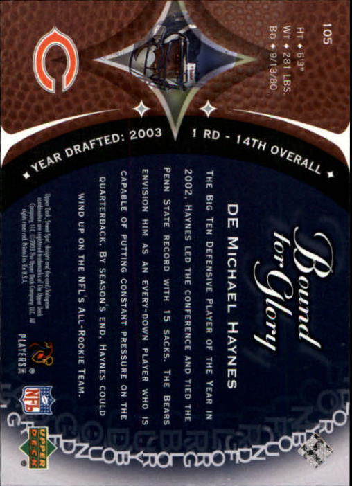 2003 Sweet Spot #105 Michael Haynes RC back image