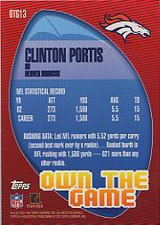 2003 Topps Own the Game #OTG13 Clinton Portis back image