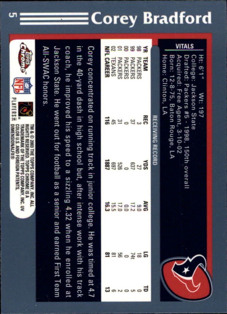 B1544- 2003 Topps Chrome FB Card #s 1-200 +Rookies -You Pick- 15+ FREE US SHIP - Picture 9 of 356