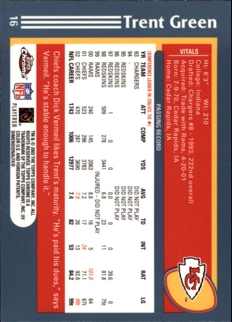 B1544- 2003 Topps Chrome FB Card #s 1-200 +Rookies -You Pick- 15+ FREE US SHIP - Picture 29 of 356