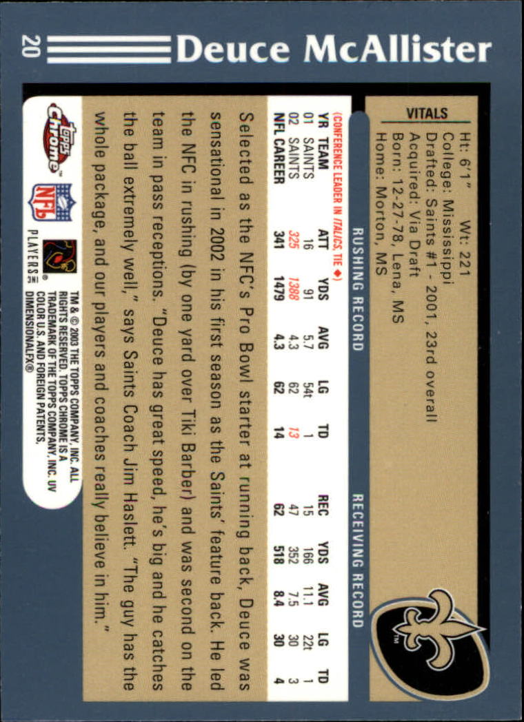 B1544- 2003 Topps Chrome FB Card #s 1-200 +Rookies -You Pick- 15+ FREE US SHIP - Picture 33 of 356