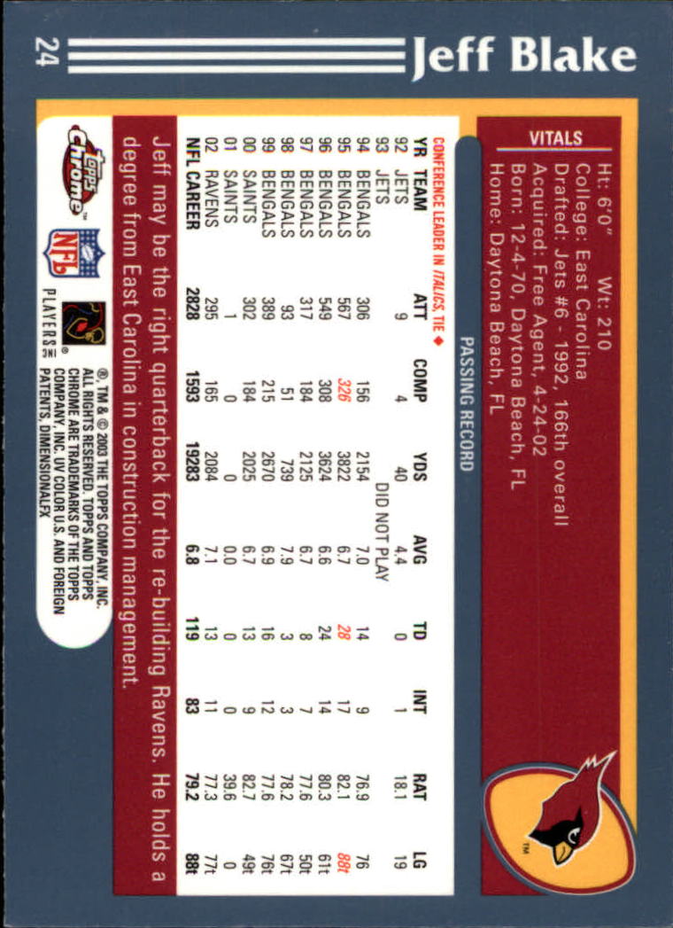 B1544- 2003 Topps Chrome FB Card #s 1-200 +Rookies -You Pick- 15+ FREE US SHIP - Picture 41 of 356
