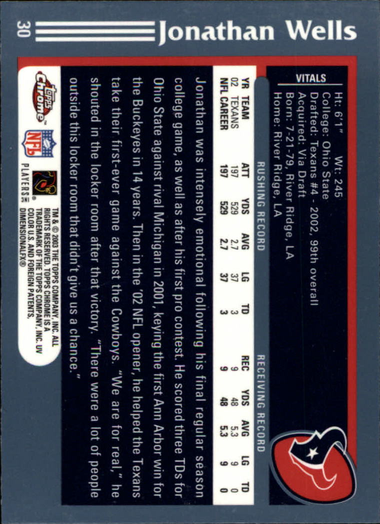 B1544- 2003 Topps Chrome FB Card #s 1-200 +Rookies -You Pick- 15+ FREE US SHIP - Picture 53 of 356