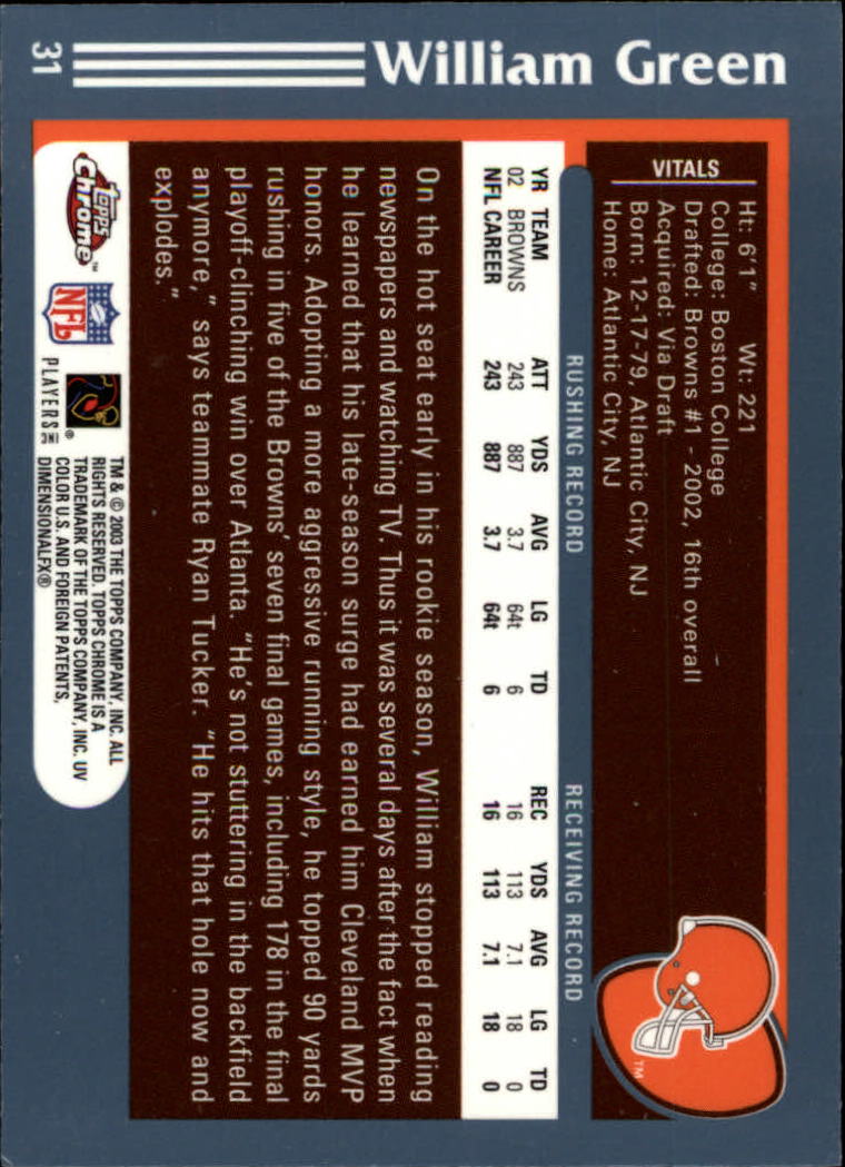 B1544- 2003 Topps Chrome FB Card #s 1-200 +Rookies -You Pick- 15+ FREE US SHIP - Picture 55 of 356