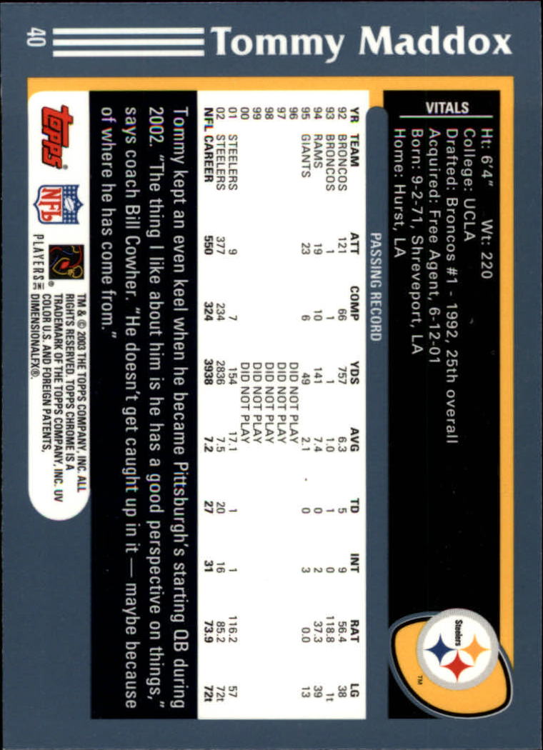 B1544- 2003 Topps Chrome FB Card #s 1-200 +Rookies -You Pick- 15+ FREE US SHIP - Picture 69 of 356