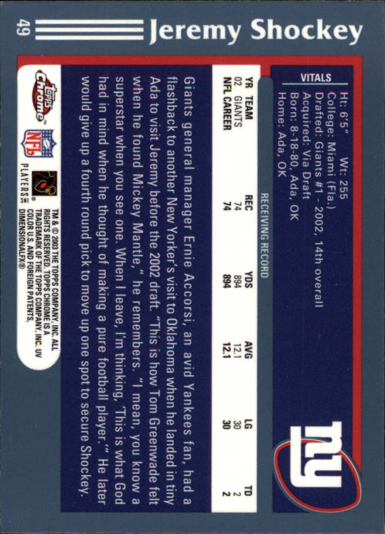 B1544- 2003 Topps Chrome FB Card #s 1-200 +Rookies -You Pick- 15+ FREE US SHIP - Picture 85 of 356