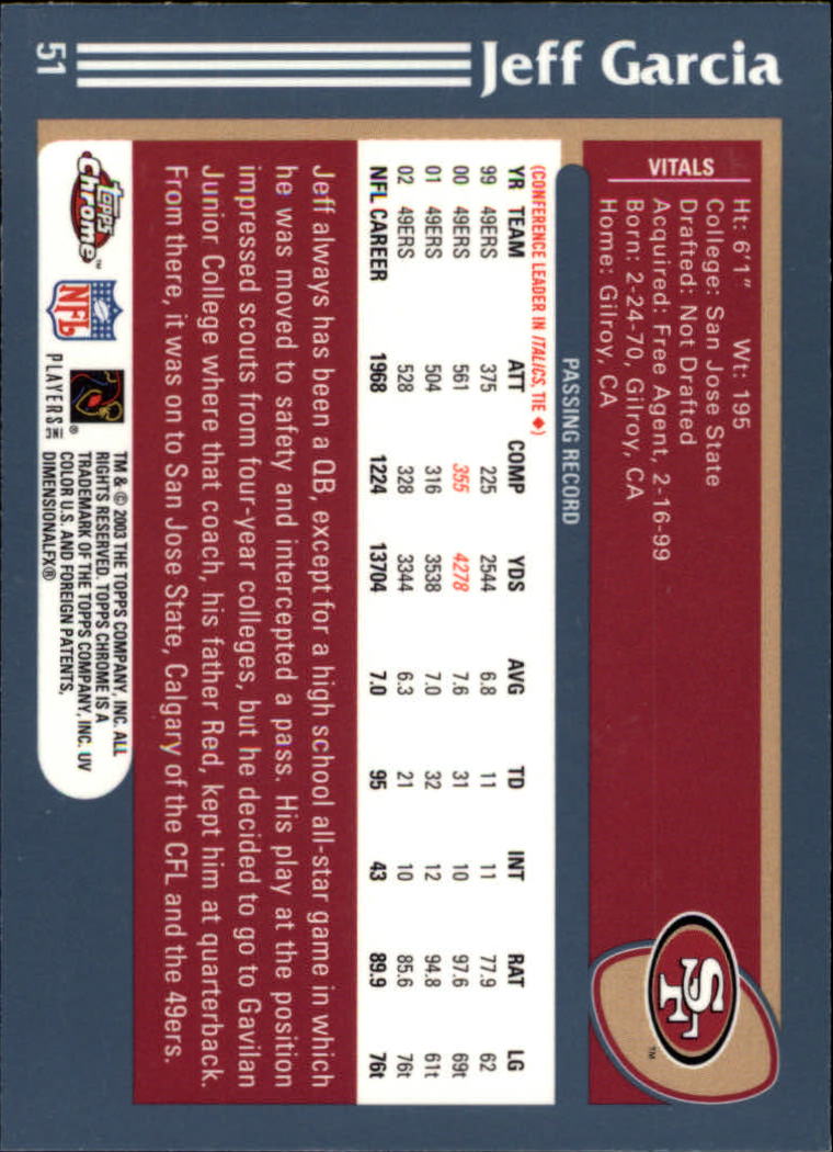 B1544- 2003 Topps Chrome FB Card #s 1-200 +Rookies -You Pick- 15+ FREE US SHIP - Picture 87 of 356