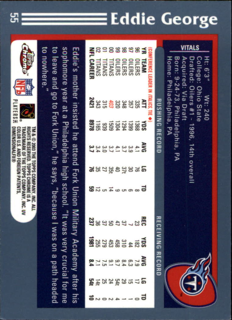 B1544- 2003 Topps Chrome FB Card #s 1-200 +Rookies -You Pick- 15+ FREE US SHIP - Picture 93 of 356