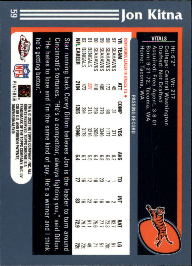 B1544- 2003 Topps Chrome FB Card #s 1-200 +Rookies -You Pick- 15+ FREE US SHIP - Picture 101 of 356