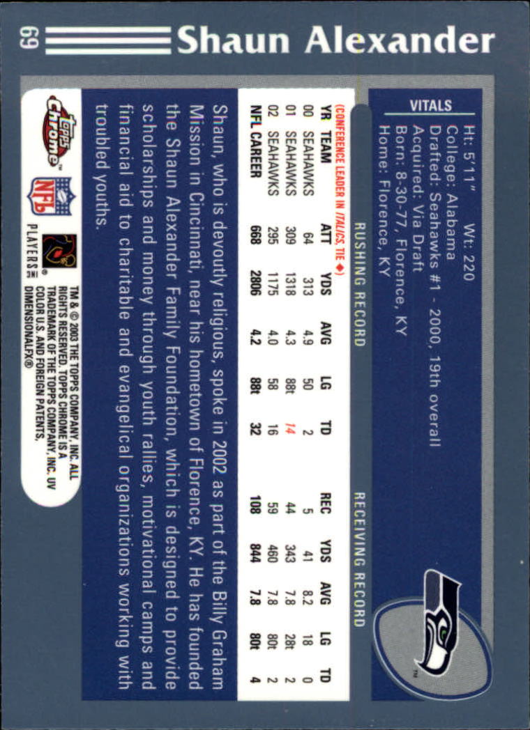 B1544- 2003 Topps Chrome FB Card #s 1-200 +Rookies -You Pick- 15+ FREE US SHIP - Picture 121 of 356