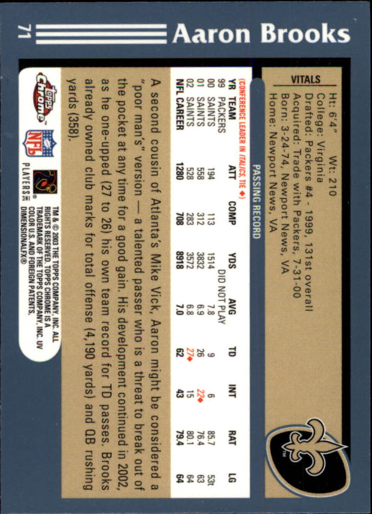 B1544- 2003 Topps Chrome FB Card #s 1-200 +Rookies -You Pick- 15+ FREE US SHIP - Picture 125 of 356