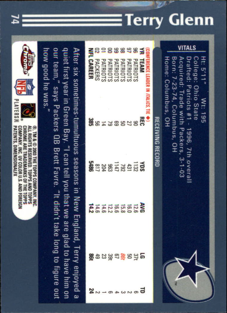 B1544- 2003 Topps Chrome FB Card #s 1-200 +Rookies -You Pick- 15+ FREE US SHIP - Picture 131 of 356