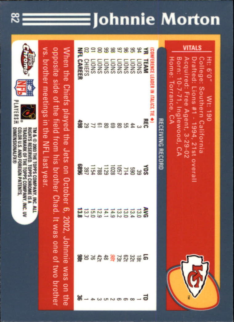 B1544- 2003 Topps Chrome FB Card #s 1-200 +Rookies -You Pick- 15+ FREE US SHIP - Picture 147 of 356