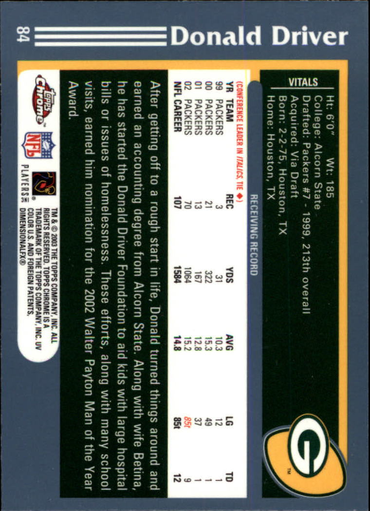 B1544- 2003 Topps Chrome FB Card #s 1-200 +Rookies -You Pick- 15+ FREE US SHIP - Picture 151 of 356