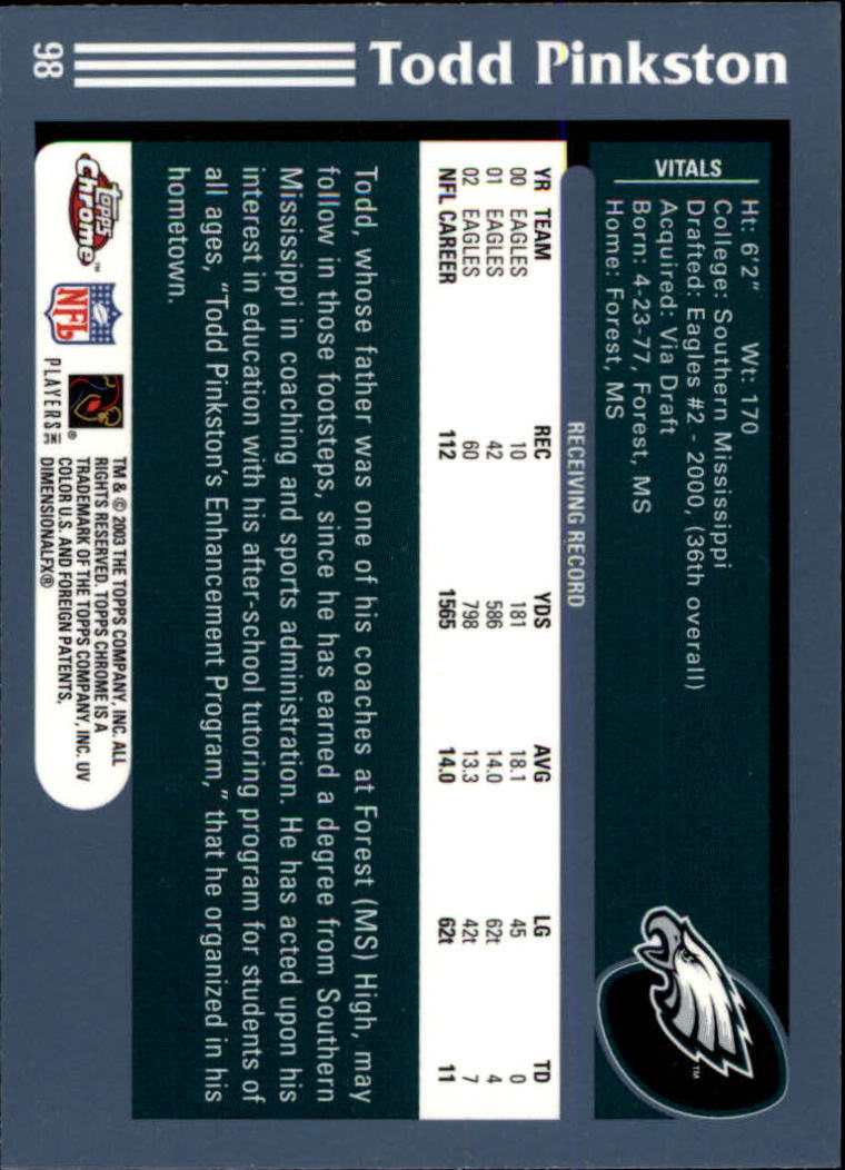 B1544- 2003 Topps Chrome FB Card #s 1-200 +Rookies -You Pick- 15+ FREE US SHIP - Picture 179 of 356