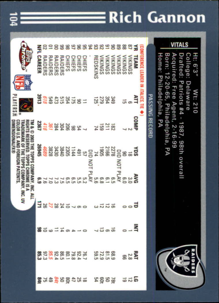 B1544- 2003 Topps Chrome FB Card #s 1-200 +Rookies -You Pick- 15+ FREE US SHIP - Picture 191 of 356