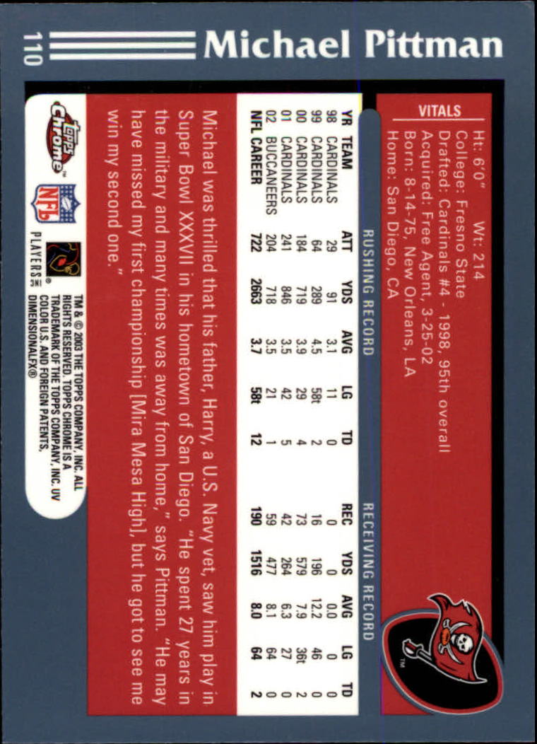 B1544- 2003 Topps Chrome FB Card #s 1-200 +Rookies -You Pick- 15+ FREE US SHIP - Picture 203 of 356