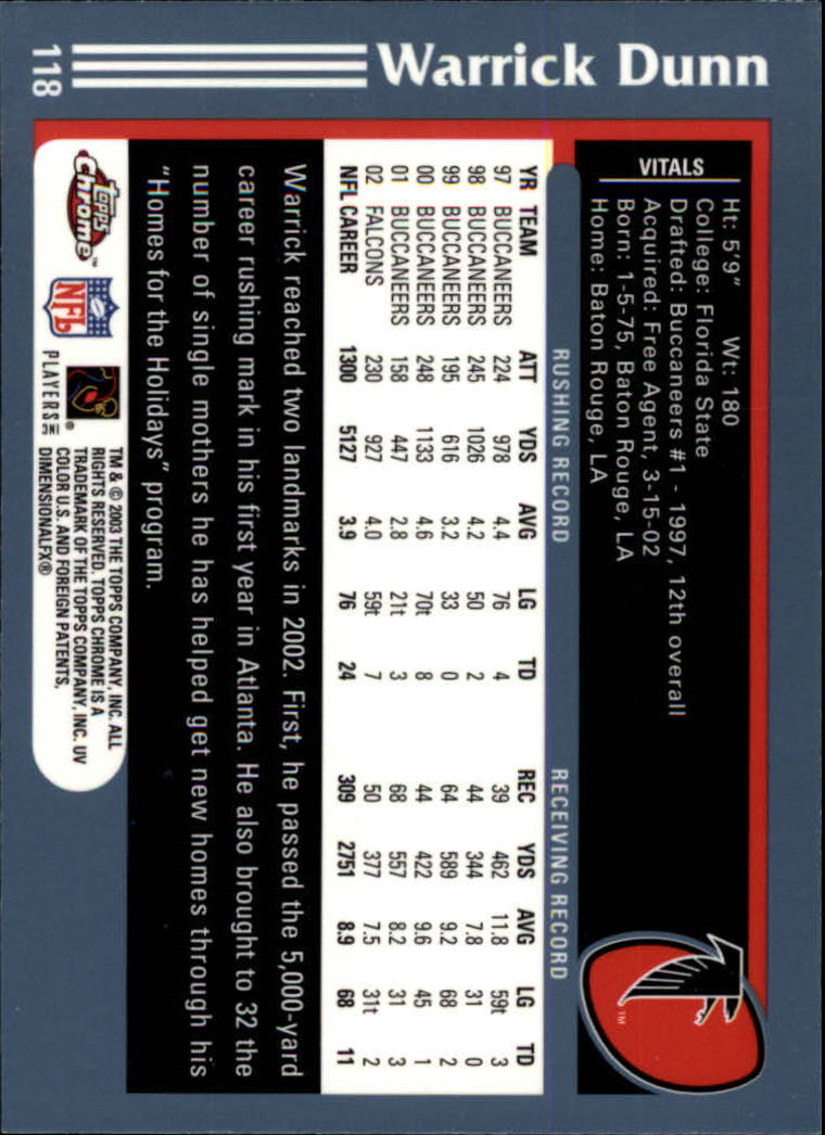 B1544- 2003 Topps Chrome FB Card #s 1-200 +Rookies -You Pick- 15+ FREE US SHIP - Picture 213 of 356