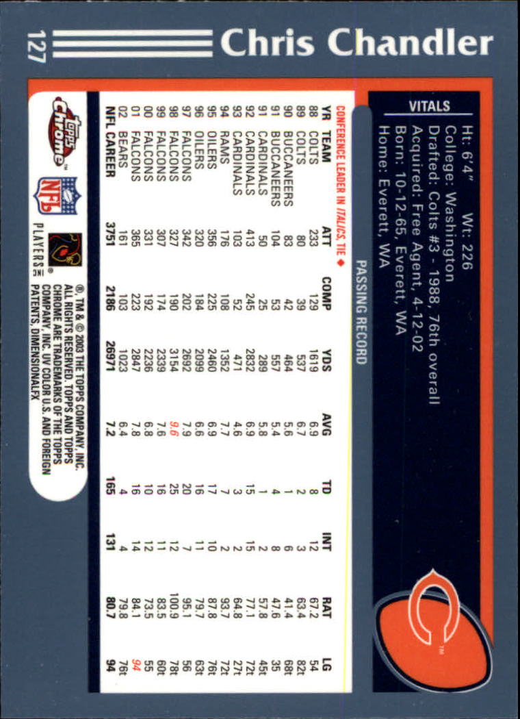 B1544- 2003 Topps Chrome FB Card #s 1-200 +Rookies -You Pick- 15+ FREE US SHIP - Picture 231 of 356