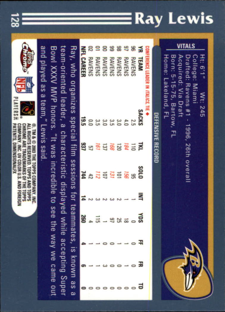 B1544- 2003 Topps Chrome FB Card #s 1-200 +Rookies -You Pick- 15+ FREE US SHIP - Picture 233 of 356