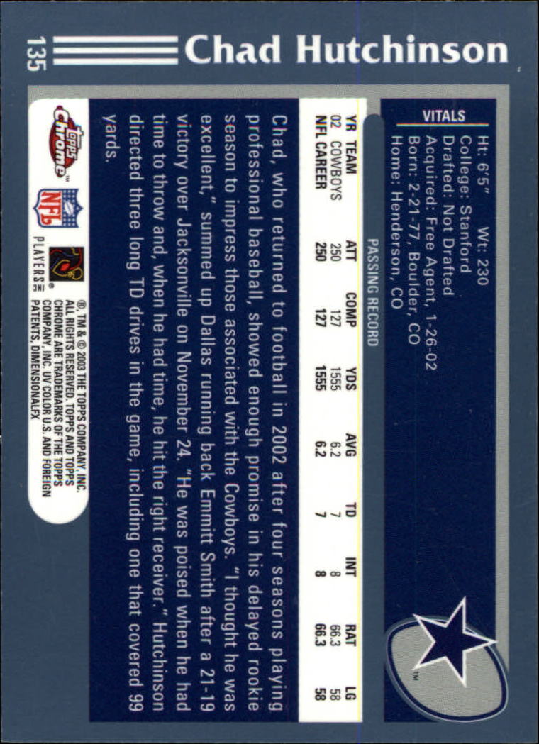 B1544- 2003 Topps Chrome FB Card #s 1-200 +Rookies -You Pick- 15+ FREE US SHIP - Picture 247 of 356