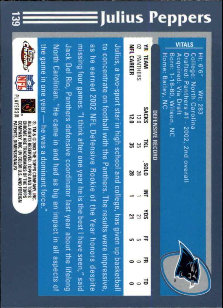 B1544- 2003 Topps Chrome FB Card #s 1-200 +Rookies -You Pick- 15+ FREE US SHIP - Picture 253 of 356