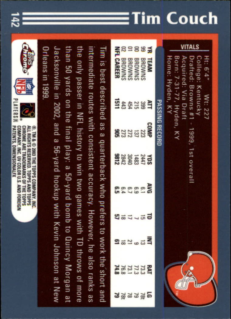 B1544- 2003 Topps Chrome FB Card #s 1-200 +Rookies -You Pick- 15+ FREE US SHIP - Picture 257 of 356