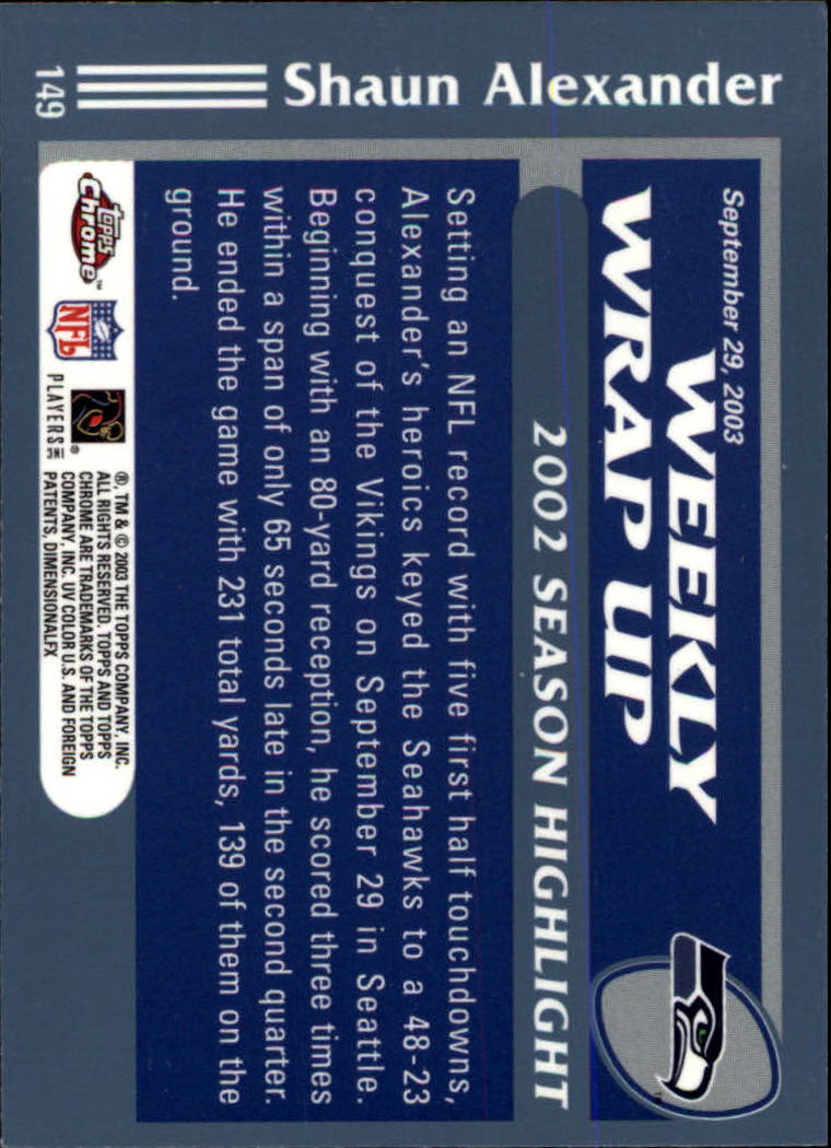 B1544- 2003 Topps Chrome FB Card #s 1-200 +Rookies -You Pick- 15+ FREE US SHIP - Picture 267 of 356
