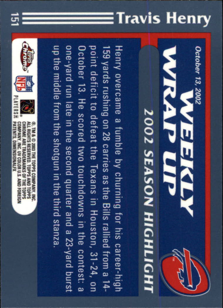 B1544- 2003 Topps Chrome FB Card #s 1-200 +Rookies -You Pick- 15+ FREE US SHIP - Picture 271 of 356