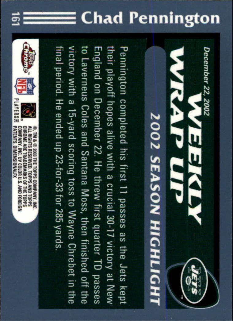 B1544- 2003 Topps Chrome FB Card #s 1-200 +Rookies -You Pick- 15+ FREE US SHIP - Picture 289 of 356